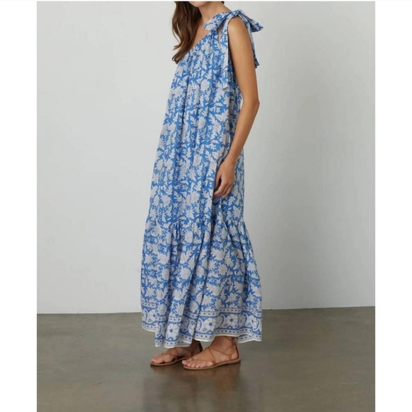 Velvet by Graham & Spencer Joanne Printed Maxi Dress Azul One Shoulder - Picture 10 of 10